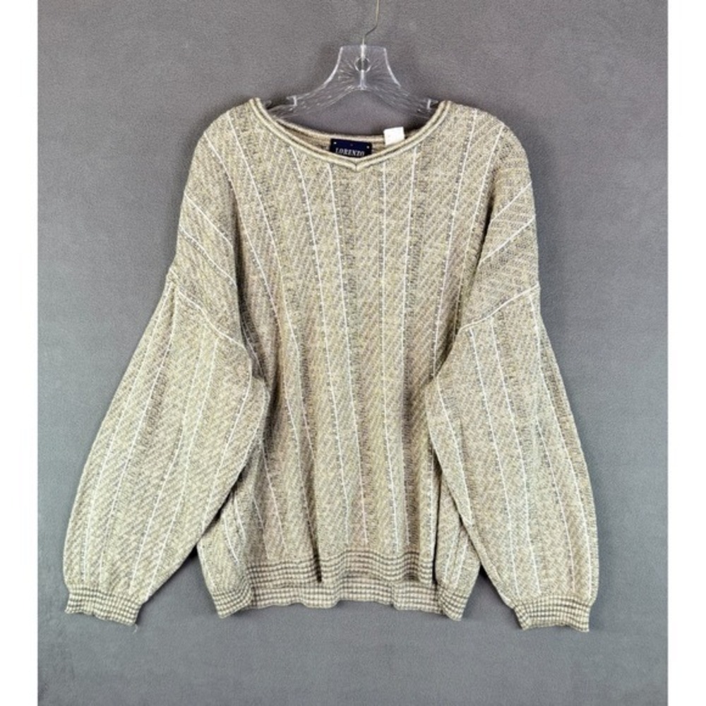VTG Lorenzo Mens Sweater Ribbed Textured L? Grandpa 3D Chunky Knit Italy 80s 90s
